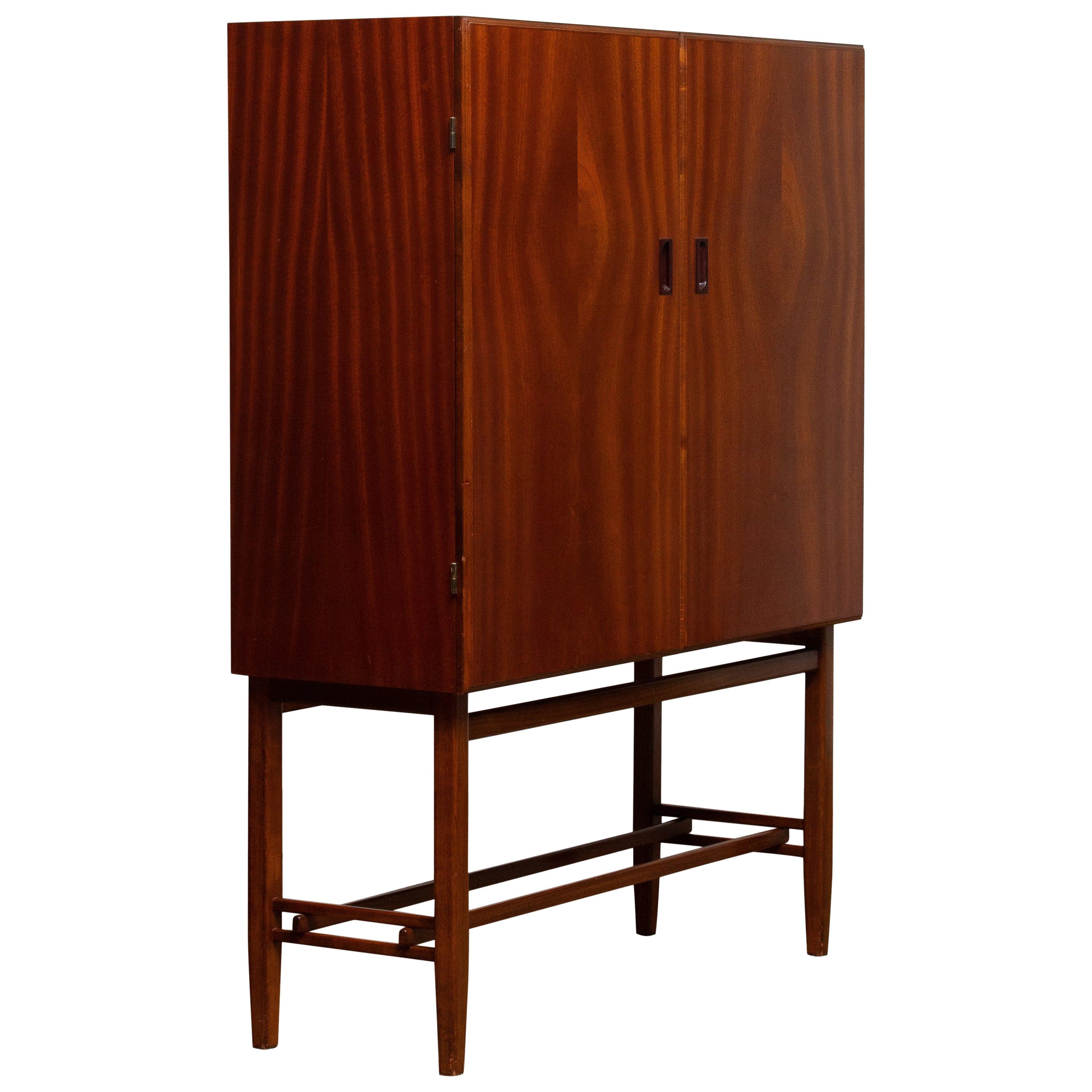 1950s, Slim Midcentury Mahogany Dry Bar / Cabinet by Forenades Mobler Sweden