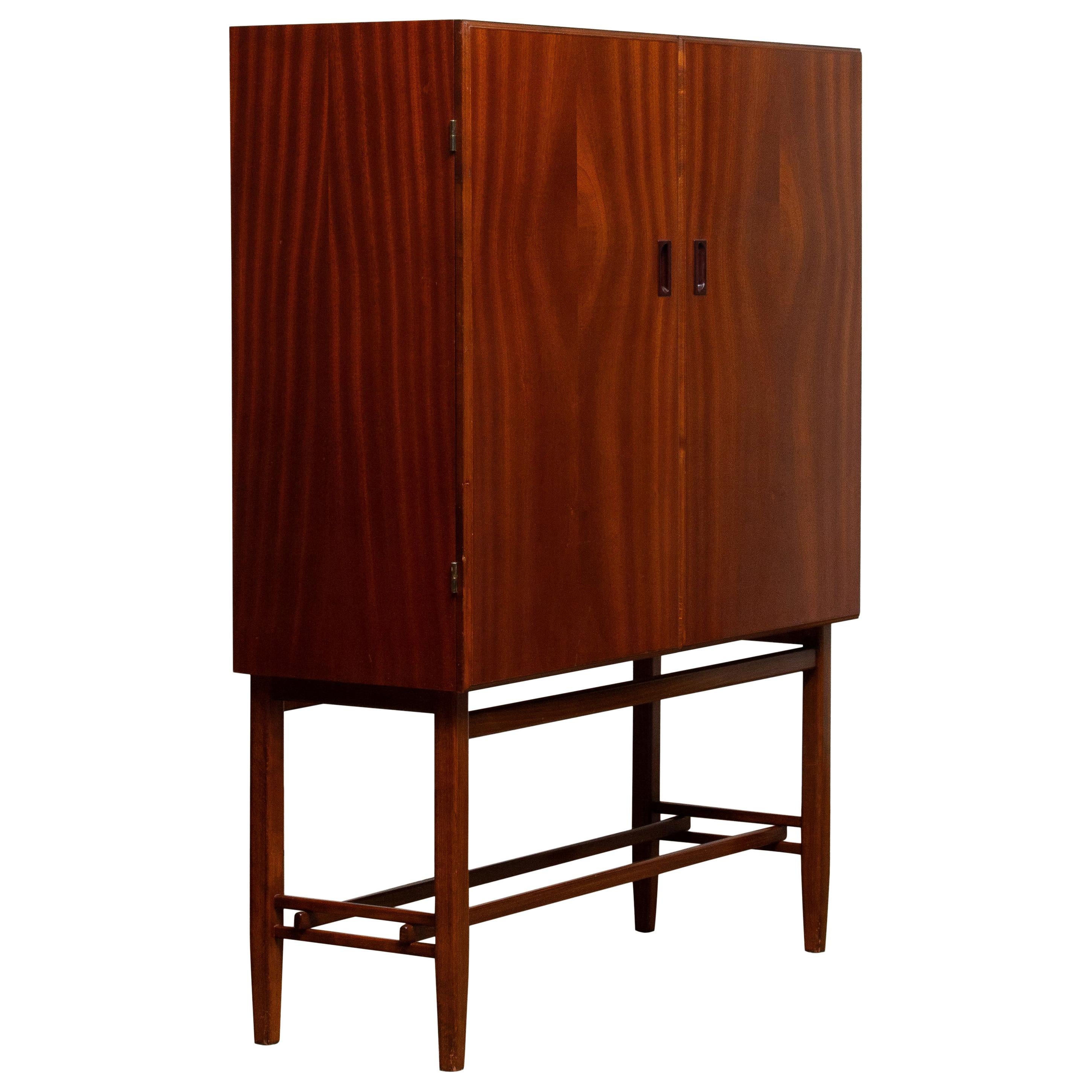 1950s, Slim Midcentury Mahogany Dry Bar / Cabinet by Forenades Mobler, Sweden