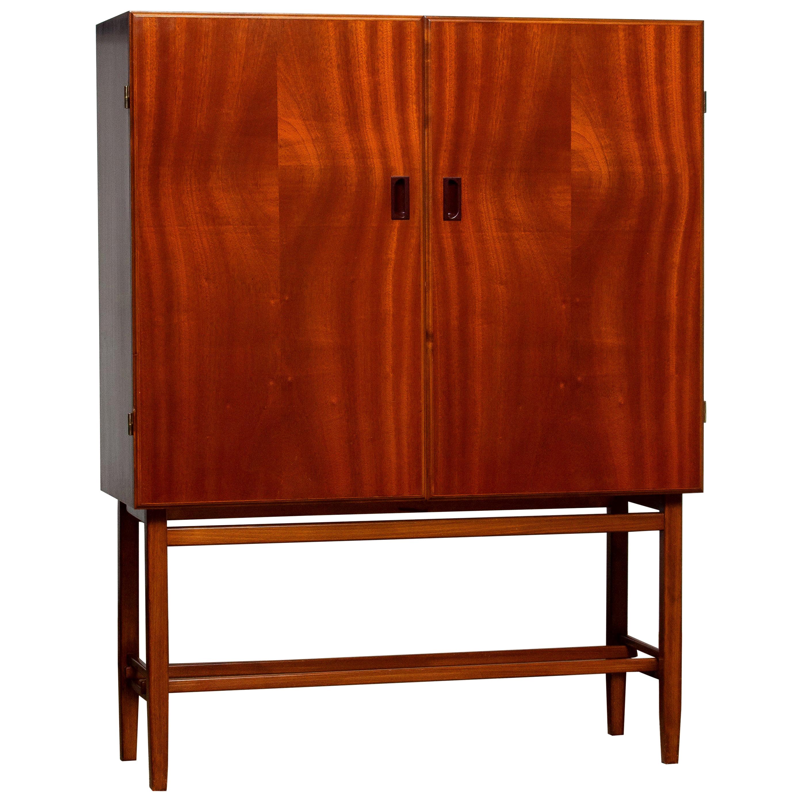1950s, Slim Midcentury Mahogany Dry Bar / Cabinet by Forenades Mobler, Sweden