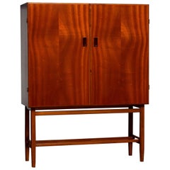 1950s, Slim Midcentury Mahogany Dry Bar / Cabinet by Forenades Mobler, Sweden