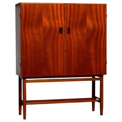 1950s, Slim Midcentury Mahogany Dry Bar or Cabinet by Forenades Mobler, Sweden