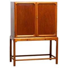 1950s, Slim Scandinavian Midcentury Mahogany Dry Bar / Luxury Cabinet