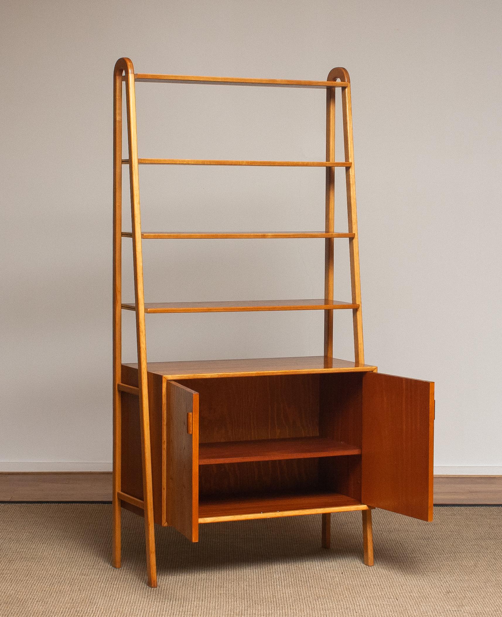 1950s Slim Shelfs / Bookcase / Sideboard in Teak and Beech by Brantorps, Sweden In Good Condition In Silvolde, Gelderland