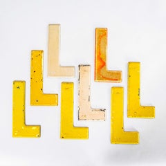 1950's Small American Vintage Gas Station Enamel Marque Letter - L