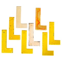 1950's Small American Vintage Gas Station Enamel Marque Letter - L