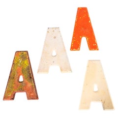 1950's Small American Vintage Gas Station Enamel Marquee Letter - A