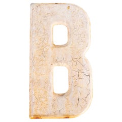 1950's Small American Vintage Gas Station Enamel Marquee Letter - B