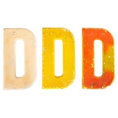 1950's Small American Vintage Gas Station Enamel Marquee Letter - D