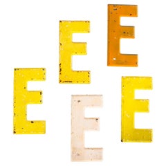 1950's Small  American Vintage Gas Station Enamel Marquee Letter - E