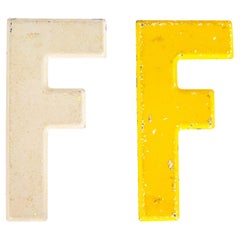 1950's Small American Vintage Gas Station Enamel Marquee Letter - F