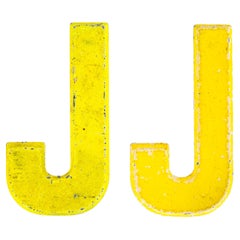 1950's Small  American Vintage Gas Station Enamel Marquee Letter - J