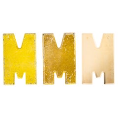 1950's Small American Vintage Gas Station Enamel Marquee Letter - M