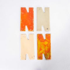 1950's Small American Vintage Gas Station Enamel Marquee Letter - N