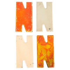 1950's Small American Vintage Gas Station Enamel Marquee Letter - N