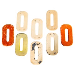 1950's Small American Vintage Gas Station Enamel Marquee Letter - O