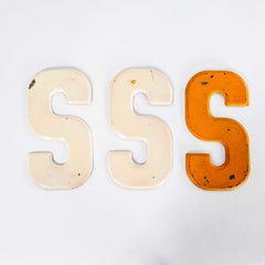 1950's Small American Vintage Gas Station Enamel Marquee Letter - S