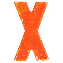 1950's Small American Vintage Gas Station Enamel Marquee Letter - X