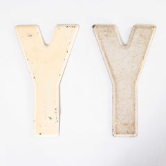 1950's Small American Vintage Gas Station Enamel Marquee Letter - Y