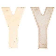 1950's Small American Vintage Gas Station Enamel Marquee Letter - Y