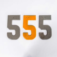 1950's Small American Vintage Gas Station Enamel Marquee Number - 5