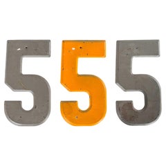 1950's Small American Vintage Gas Station Enamel Marquee Number - 5