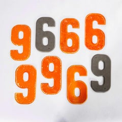 1950's Small American Vintage Gas Station Enamel Marquee Number - 6 Or 9