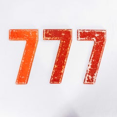 1950's Small American Vintage Gas Station Enamel Marquee Number - 7