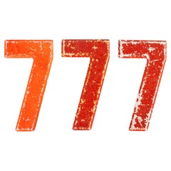 1950's Small American Vintage Gas Station Enamel Marquee Number - 7