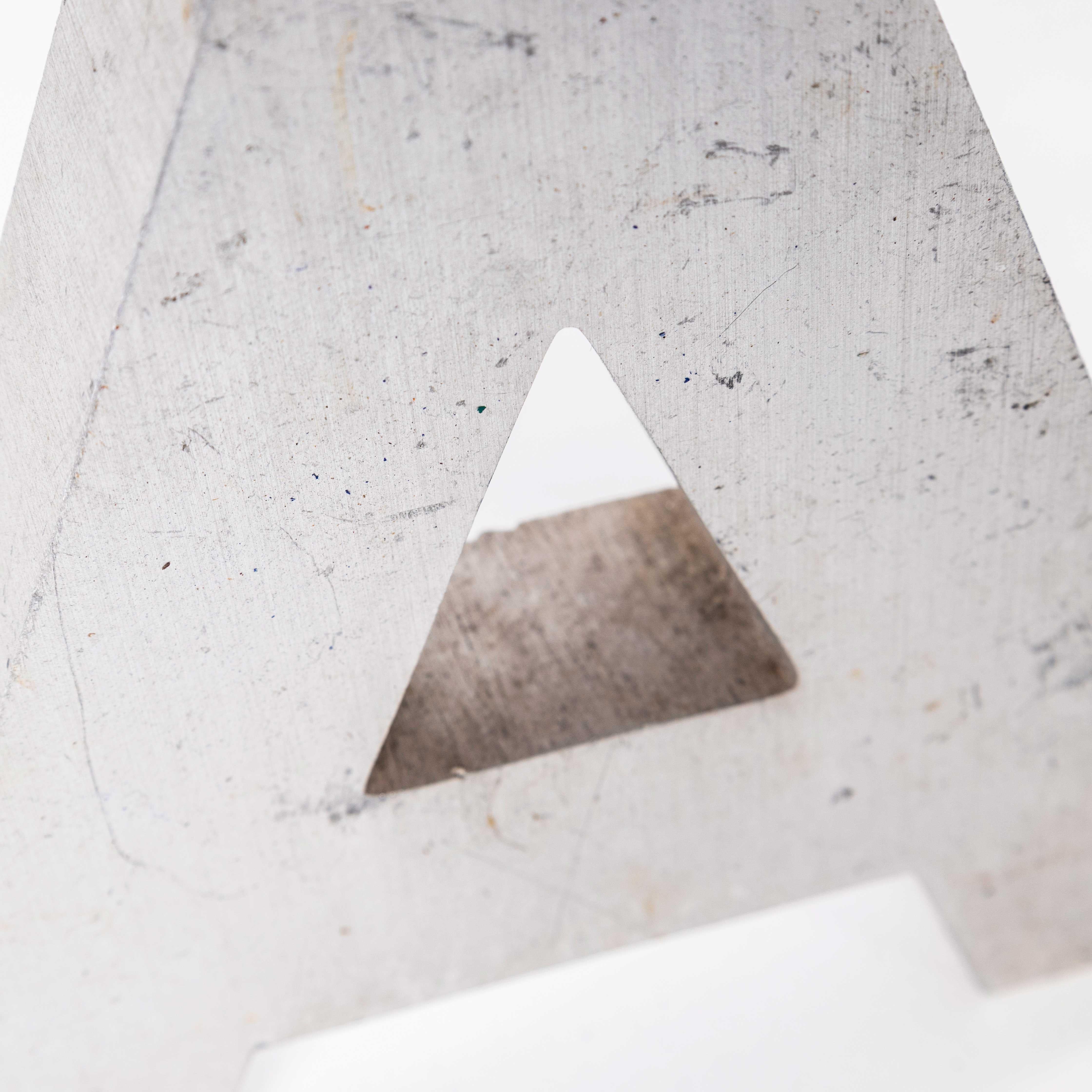 1950's Small Cast Aluminium Sign Letter - A In Good Condition For Sale In Hook, Hampshire