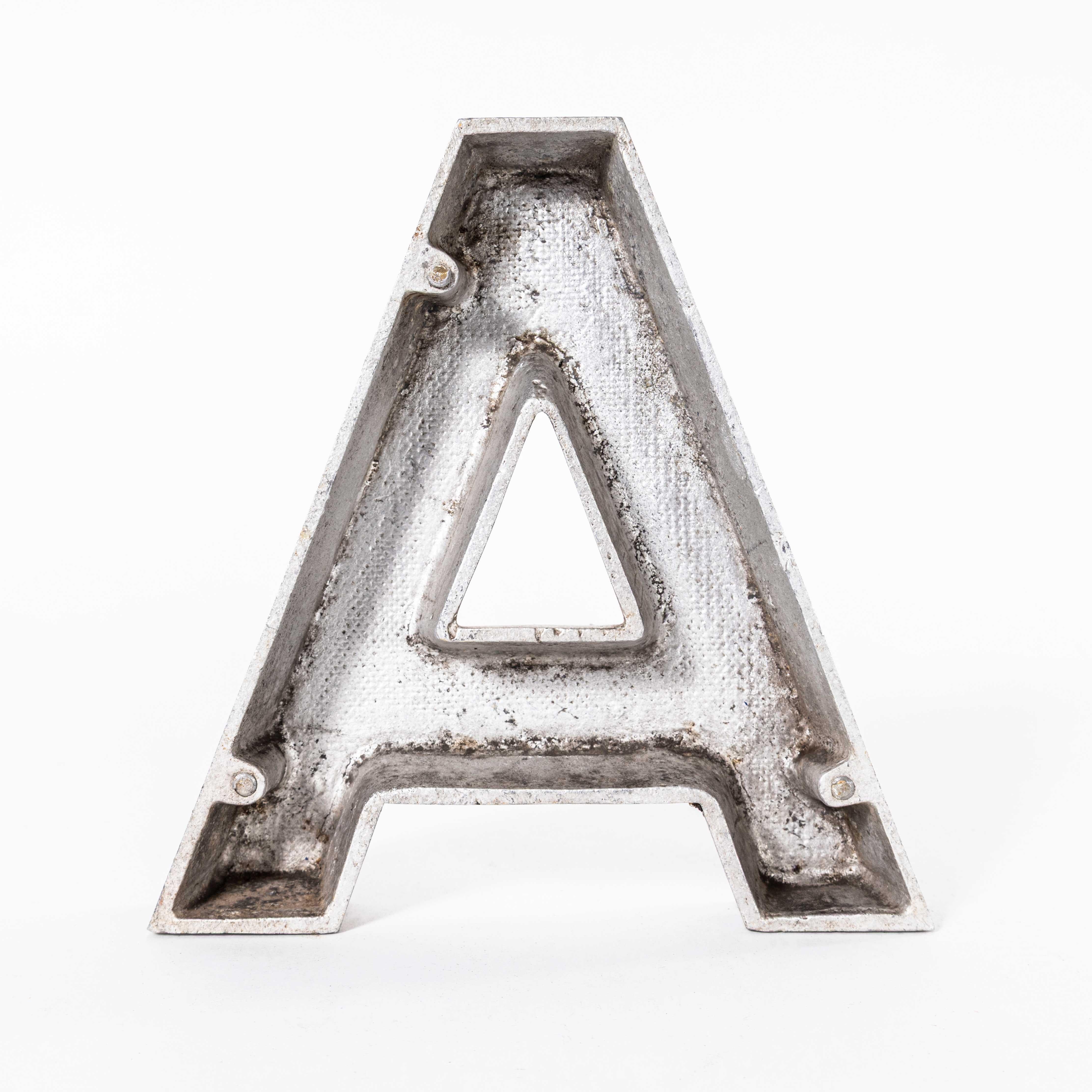 Mid-20th Century 1950's Small Cast Aluminium Sign Letter - A For Sale