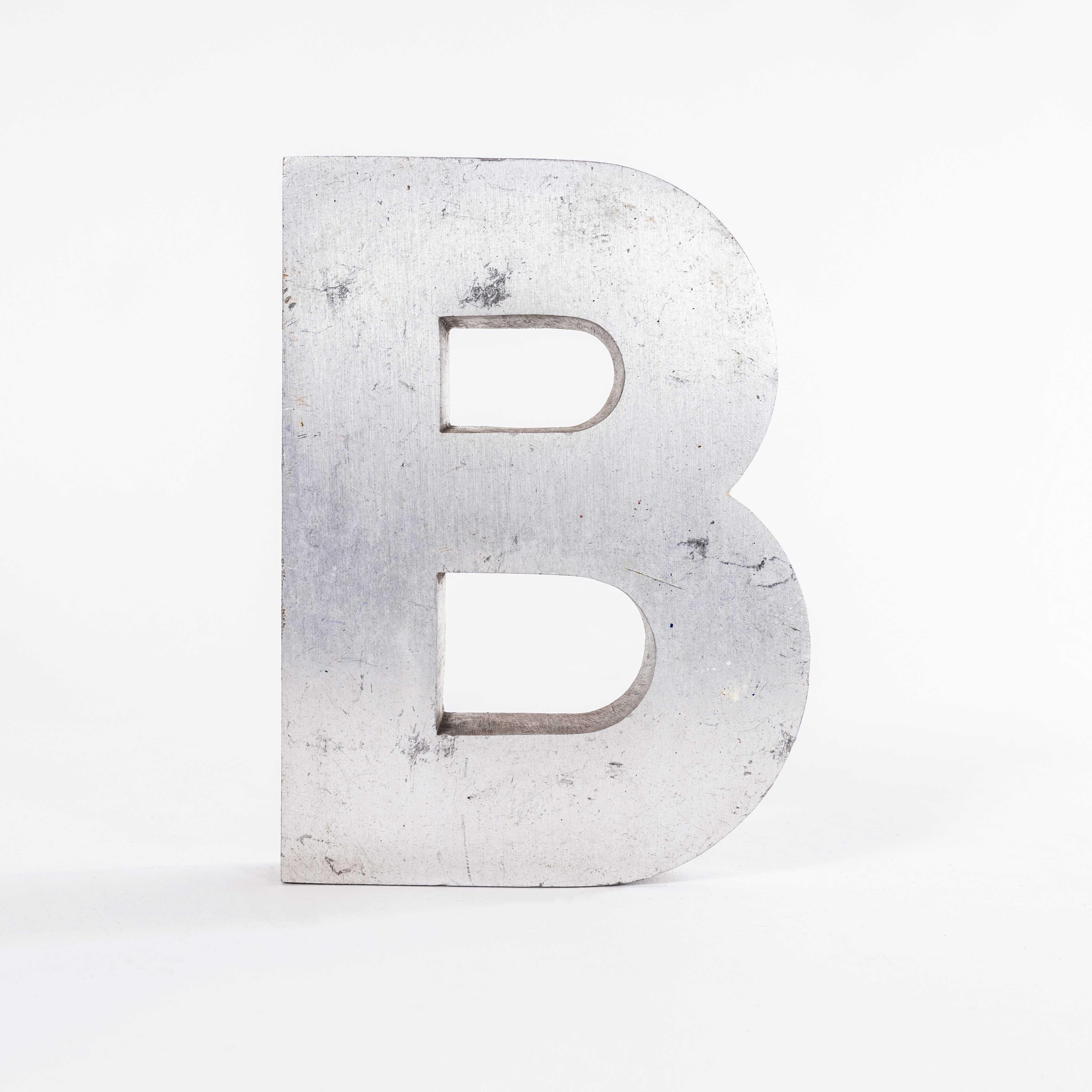 Mid-20th Century 1950's Small Cast Aluminium Sign Letter - B For Sale