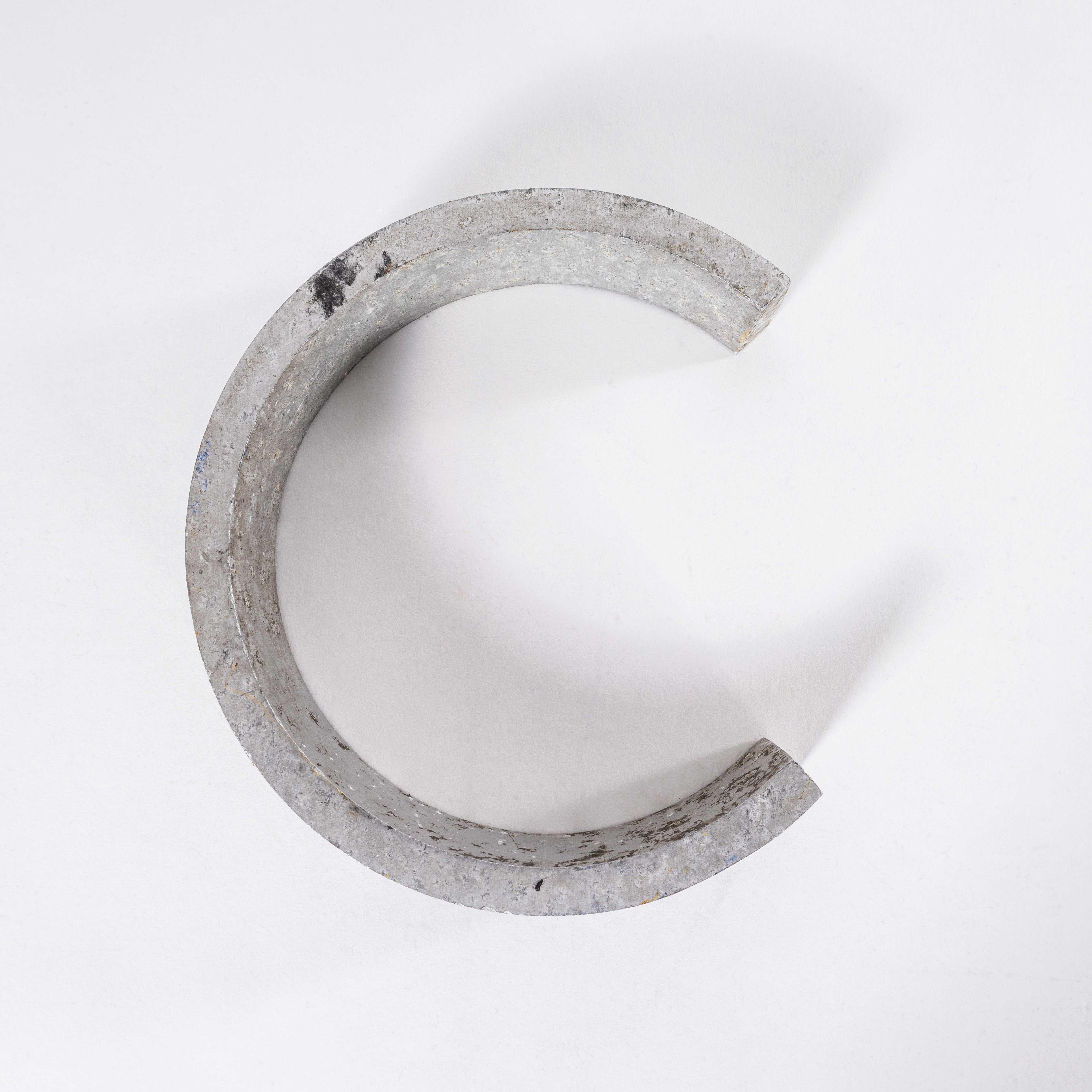 1950’s Small Cast Aluminium Sign Letter – C. 
Heavy quality American cast aluminium signage letter. Listing for a single letter as photographed. Other group images are included for inspiration.

Workshop Report:
Our workshop team inspect every