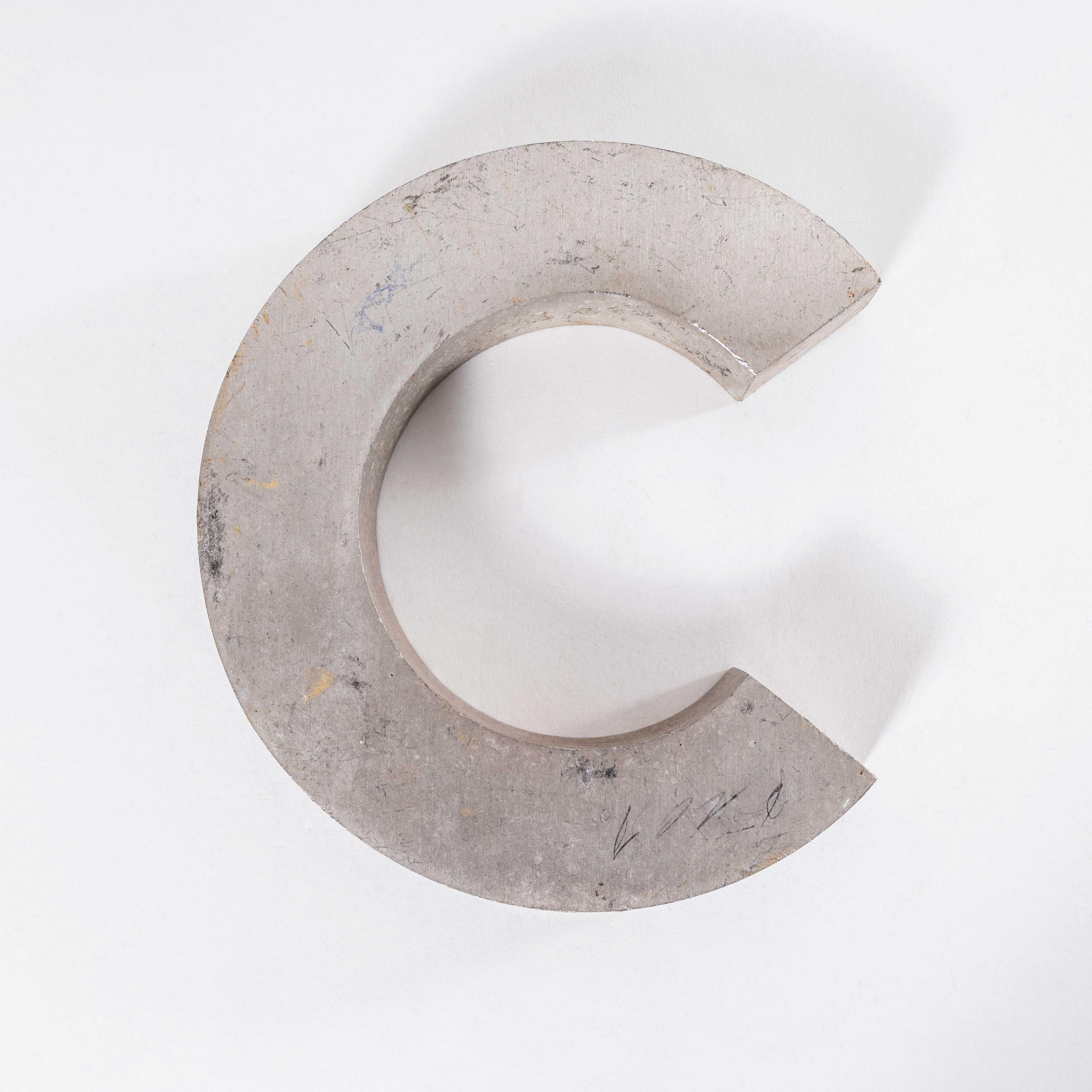 Mid-20th Century 1950's Small Cast Aluminium Sign Letter - C For Sale