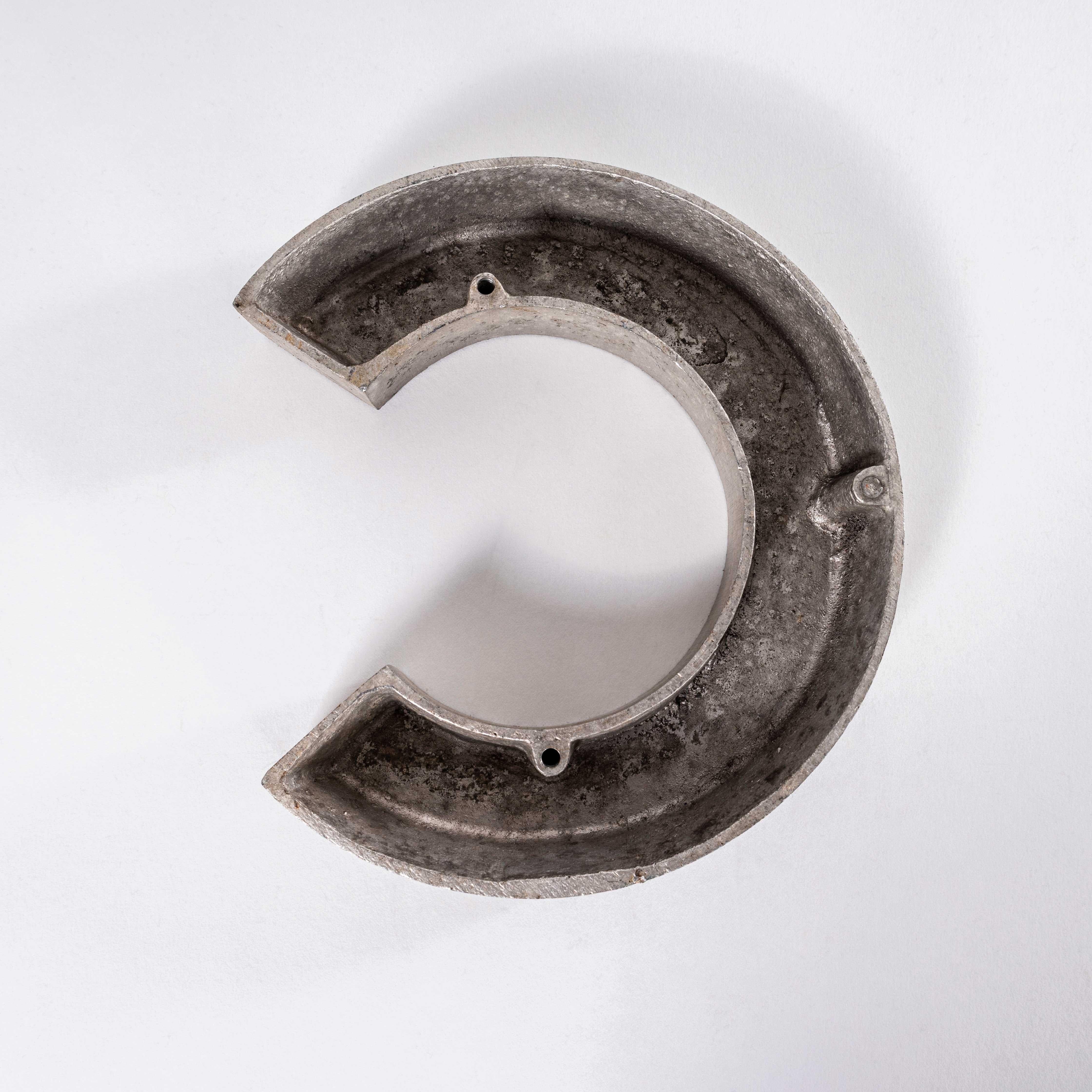 Aluminum 1950's Small Cast Aluminium Sign Letter - C For Sale