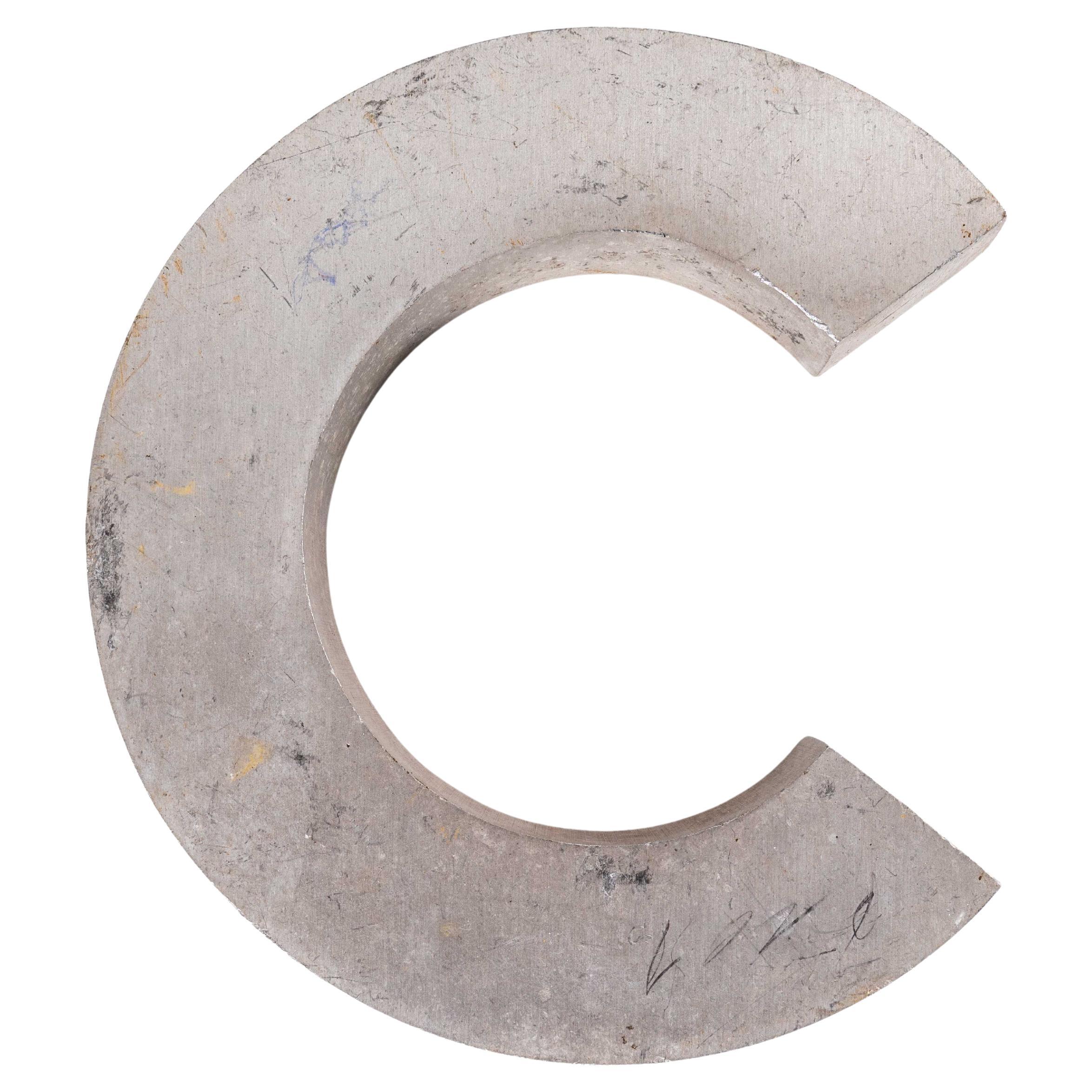 1950's Small Cast Aluminium Sign Letter - C