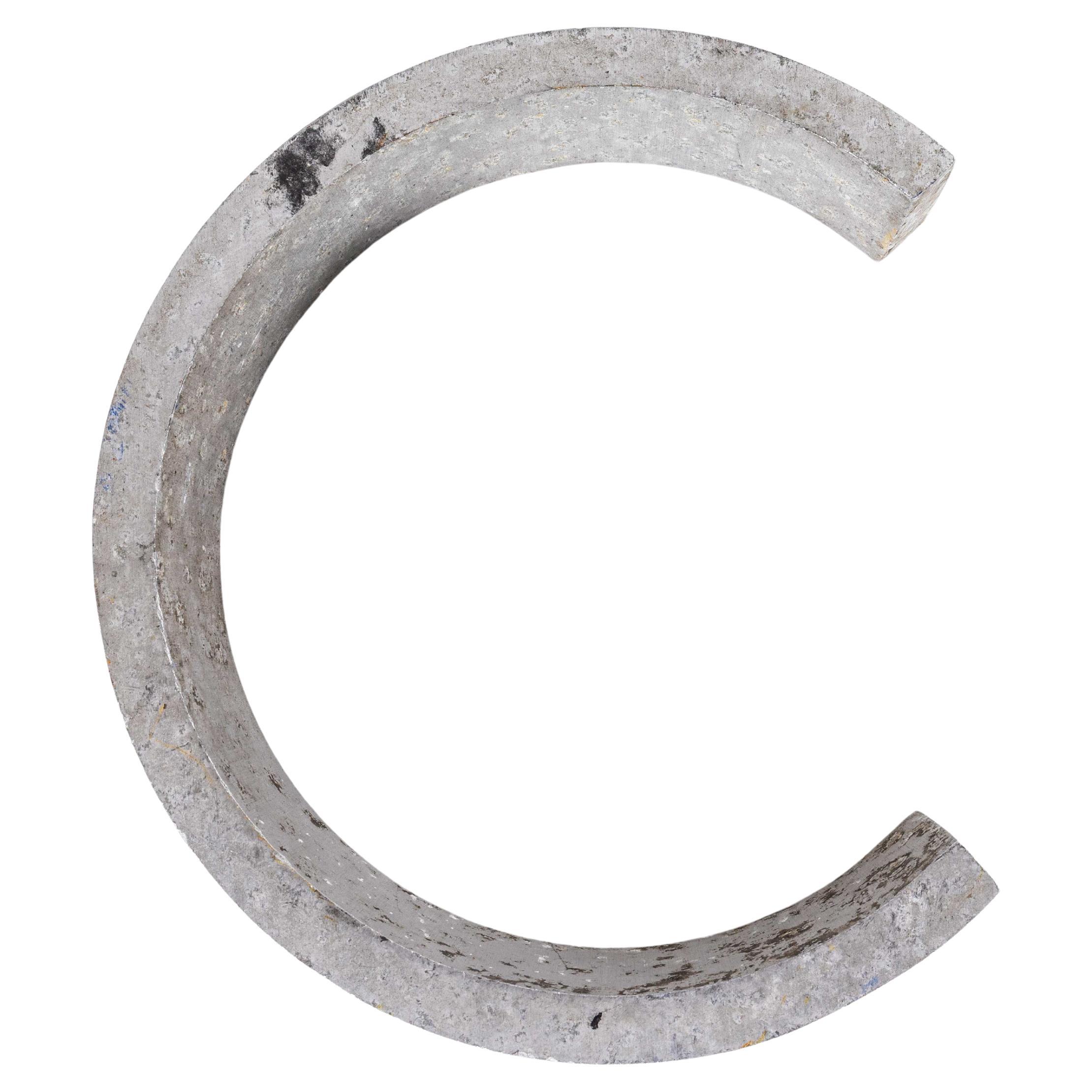 1950's Small Cast Aluminium Sign Letter - C