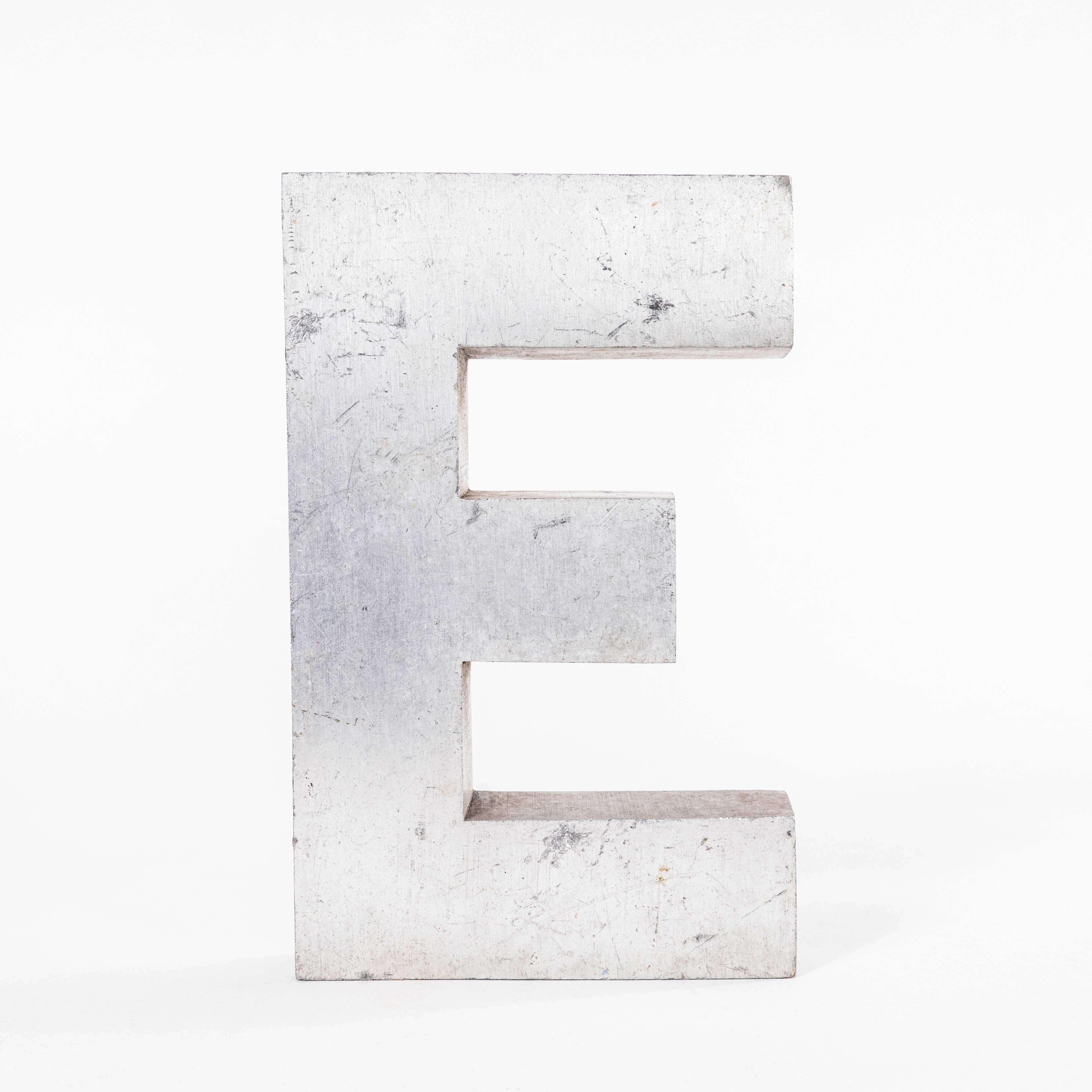 Mid-20th Century 1950's Small Cast Aluminium Sign Letter - E For Sale