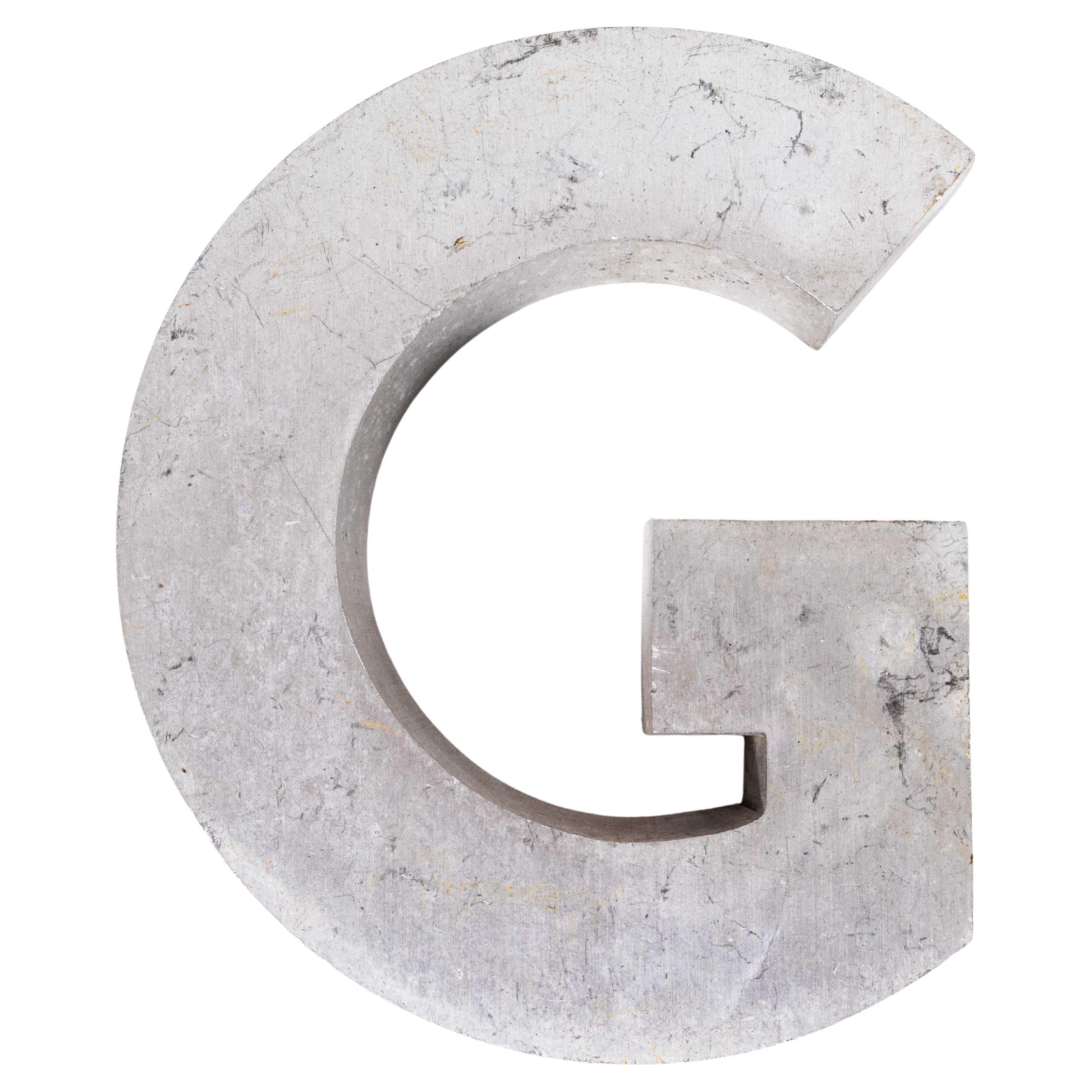 1950's Small Cast Aluminium Sign Letter - G For Sale