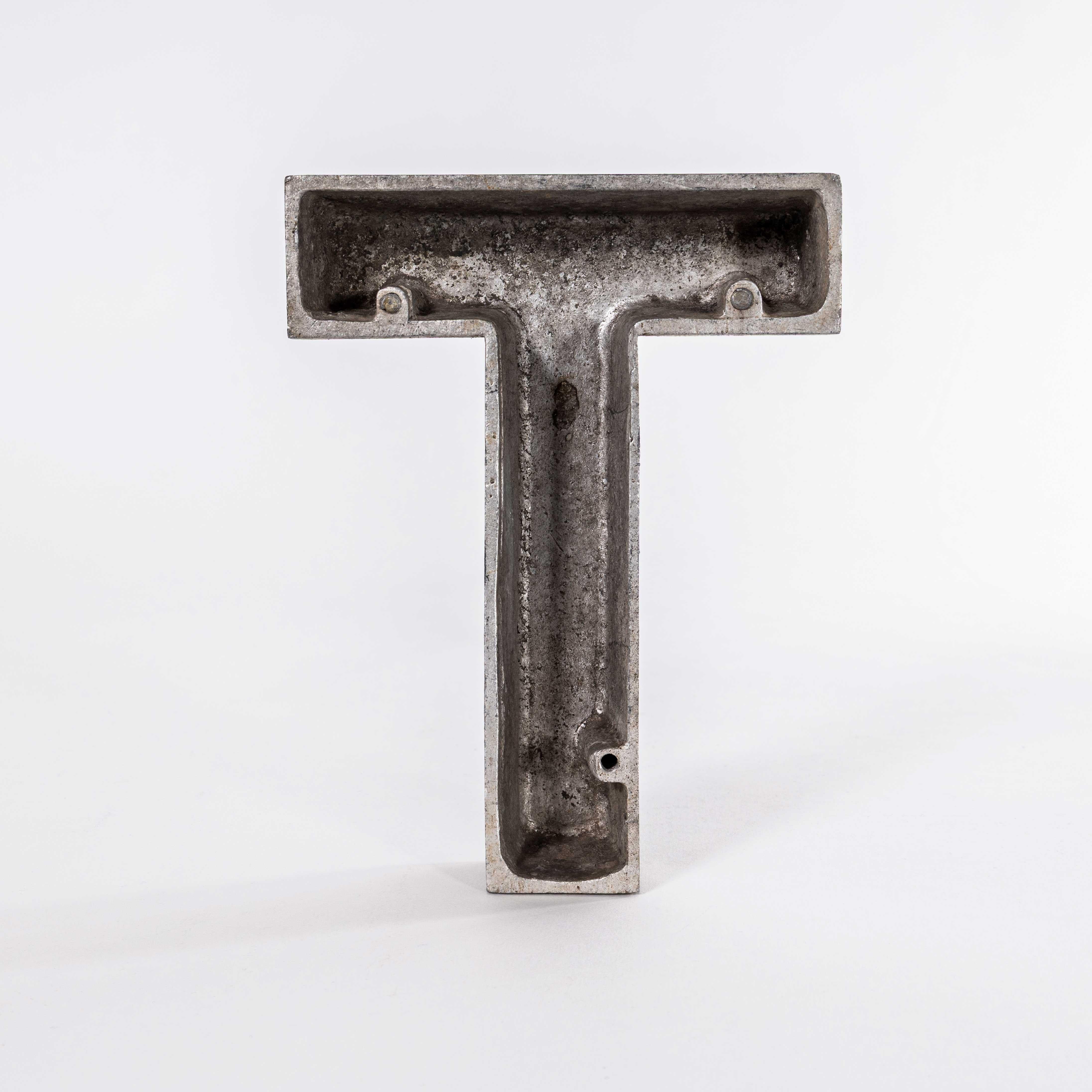 Aluminum 1950's Small Cast Aluminium Sign Letter - T For Sale