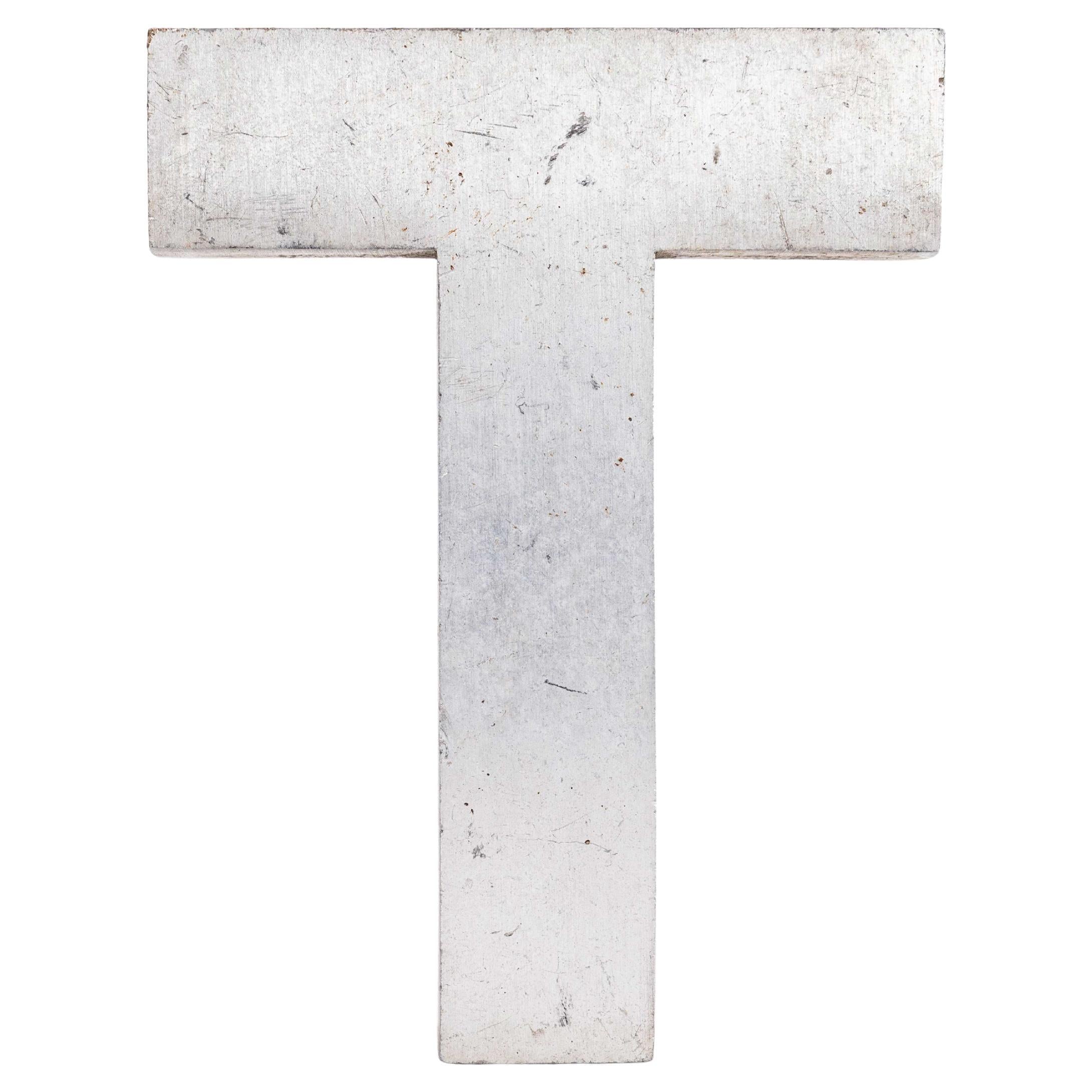 1950's Small Cast Aluminium Sign Letter - T
