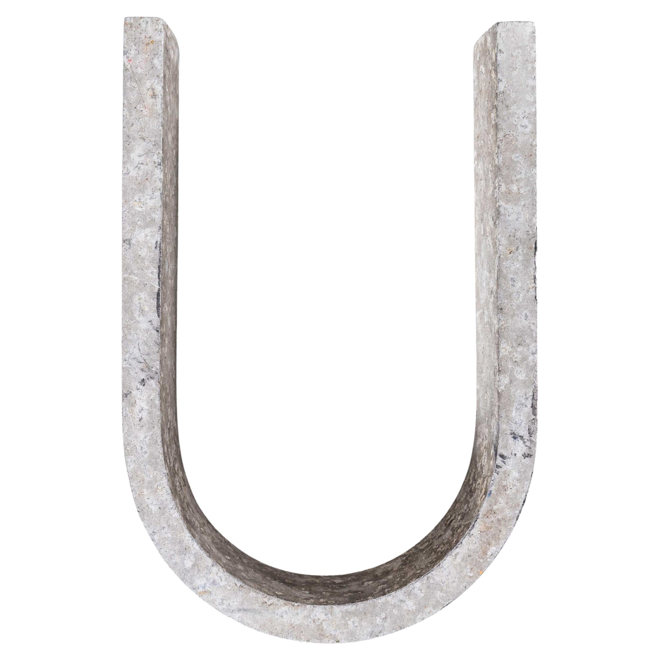 1950's Small Cast Aluminium Sign Letter - U
