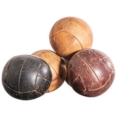 Used 1950s Small Czech Leather Medicine Balls, Decorative - Various Qty Available