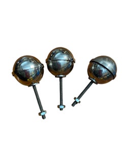 1950s small French chromed knobs handles for nightstands, cupboards, drawers ...