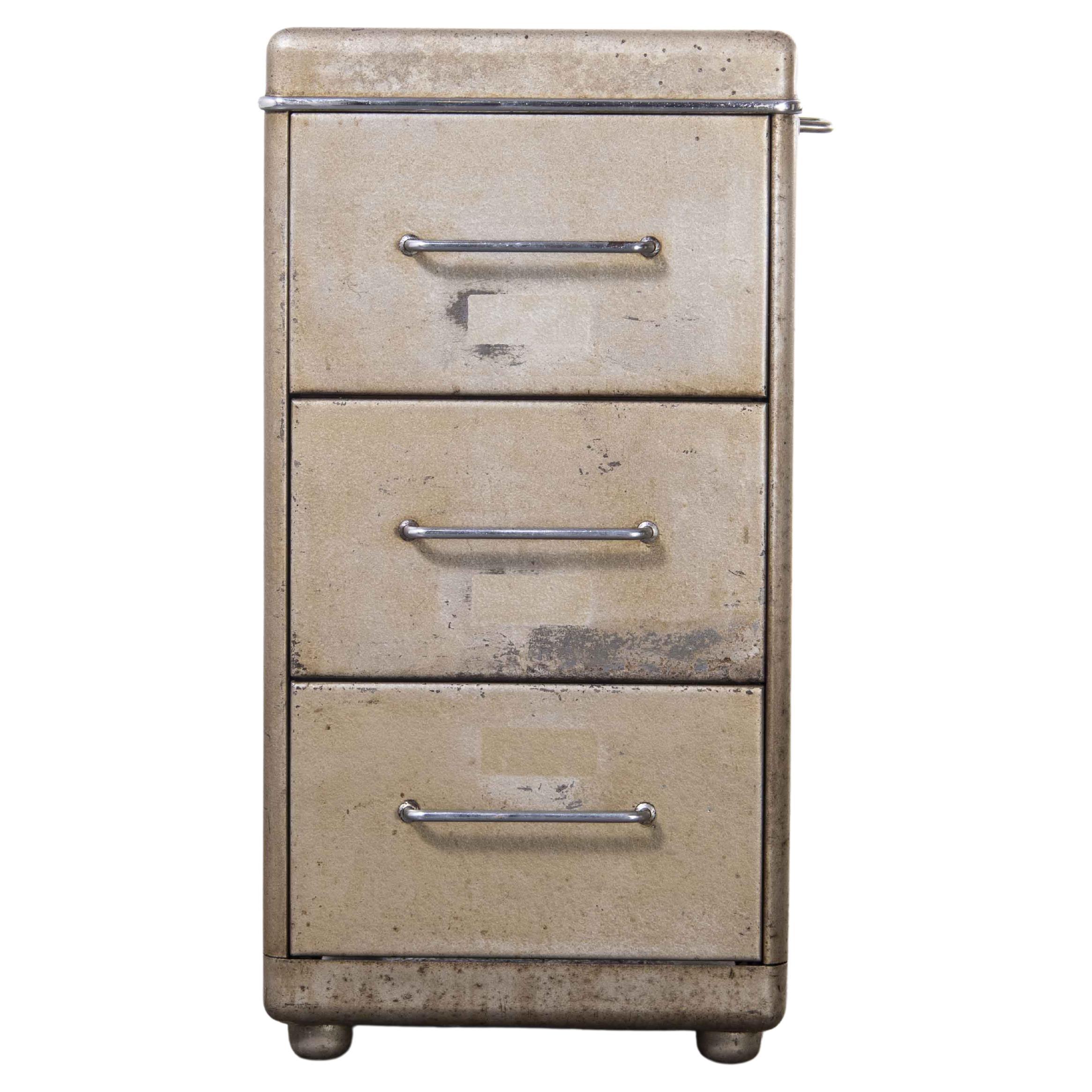1950's Small Metal Filing Cabinet - Three Drawer