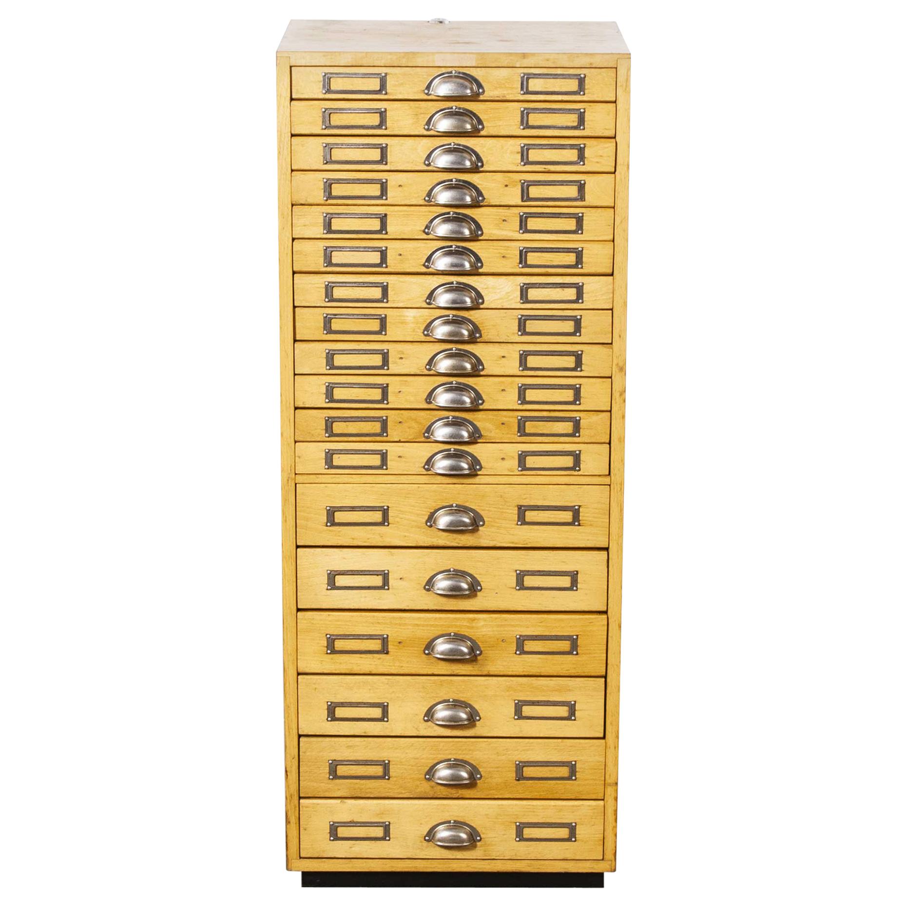 1950s Small Multi-Drawer Jewelers Cabinet, Eighteen Drawers