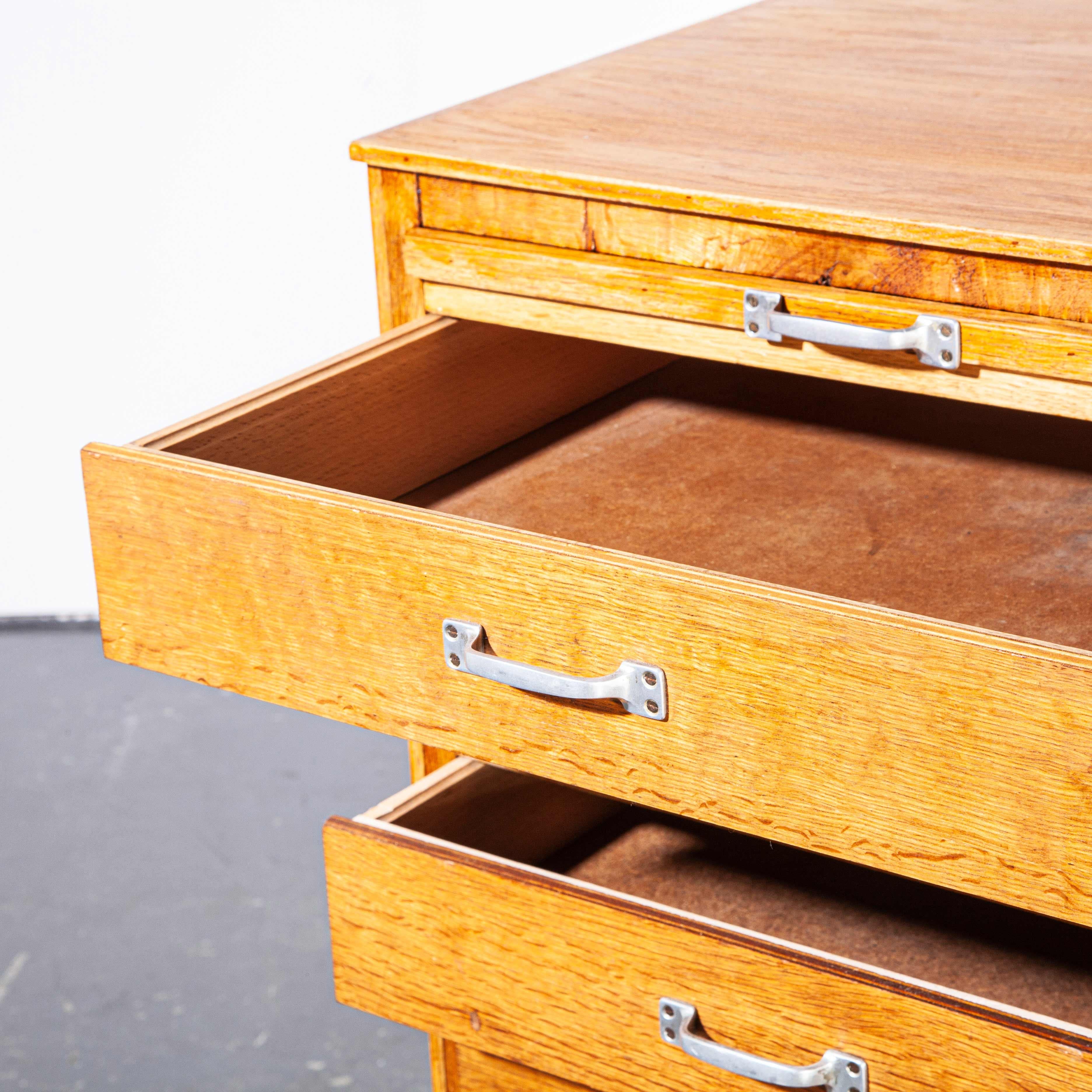Mid-20th Century 1950s Small Oak Apothecary Chest of Drawers