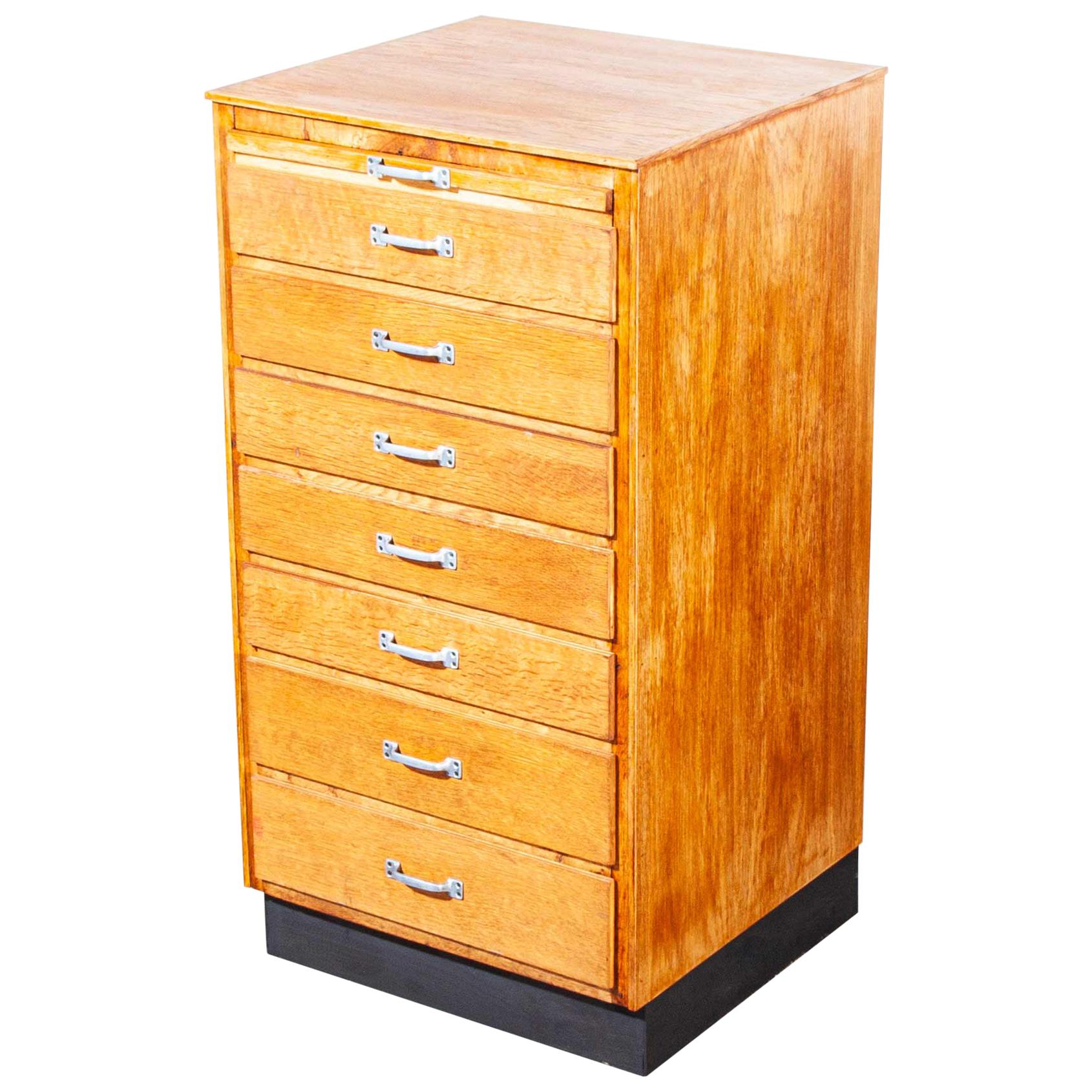 1950s Small Oak Apothecary Chest of Drawers