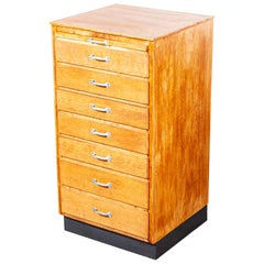 Vintage 1950s Small Oak Apothecary Chest of Drawers
