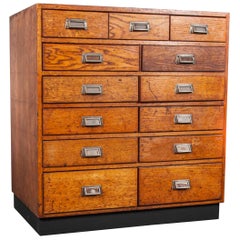 Used 1950s Small Oak Multi Drawer Chest of Drawers