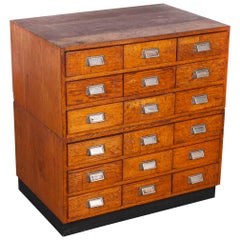 1950s Small Oak Multi Drawer Chest of Drawers